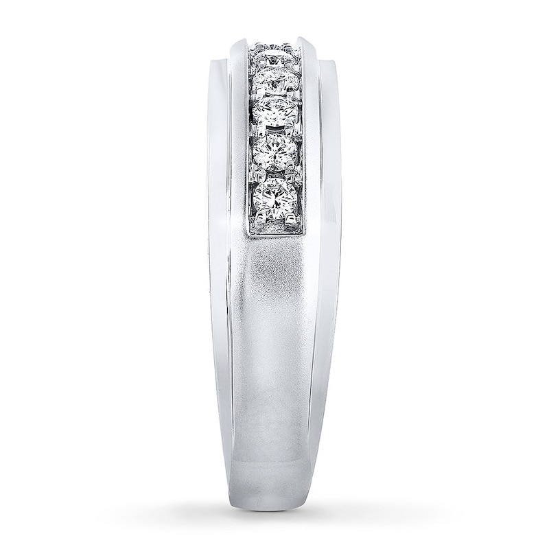 Previously Owned Men's THE LEO Wedding Band 1/2 ct tw Round-cut Diamonds 14K White Gold