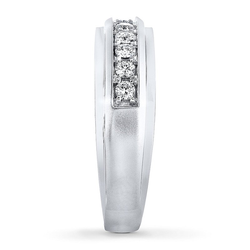 Main Image 3 of Previously Owned Men's THE LEO Wedding Band 1/2 ct tw Round-cut Diamonds 14K White Gold
