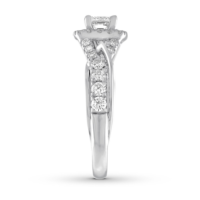 Previously Owned THE LEO Diamond Engagement Ring 1 ct tw Princess & Round-cut 14K White Gold