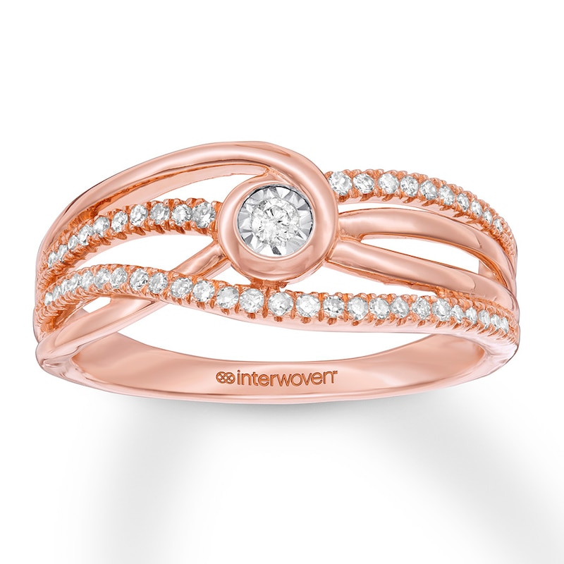 Main Image 1 of Previously Owned Interwoven Diamond Ring 1/5 ct tw Round-cut 10K Rose Gold