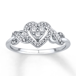 Previously Owned Diamond Heart Ring 1/4 ct tw Round-cut 10K White Gold Size 2.75