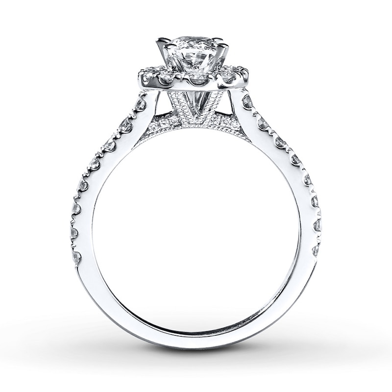 Previously Owned Neil Lane Engagement Ring 1-1/2 ct tw Oval & Round-cut Diamonds 14K White Gold - Size 4.75