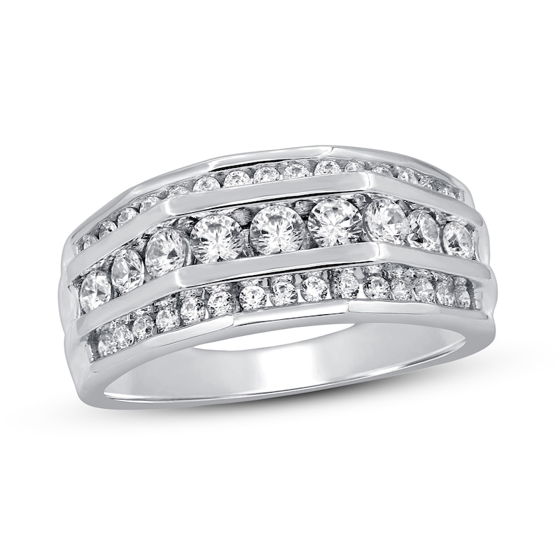 Main Image 1 of Previously Owned Men's Diamond Wedding Ring 1-1/2 ct tw Round-cut 10K White Gold - Size 14