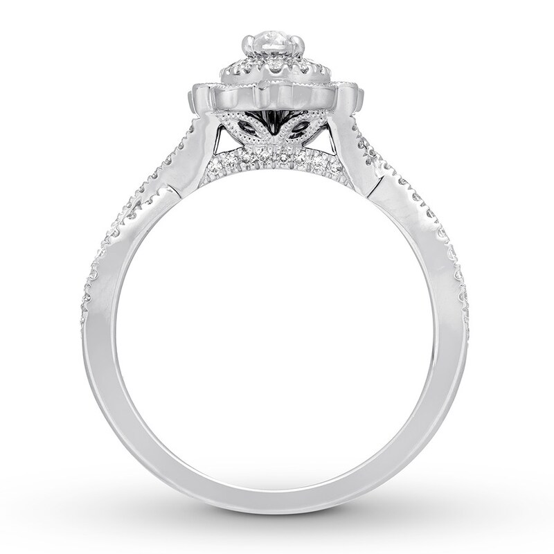 Previously Owned Neil Lane Diamond Engagement Ring 5/8 ct tw Oval & Round-cut 14K White Gold - Size 9.75