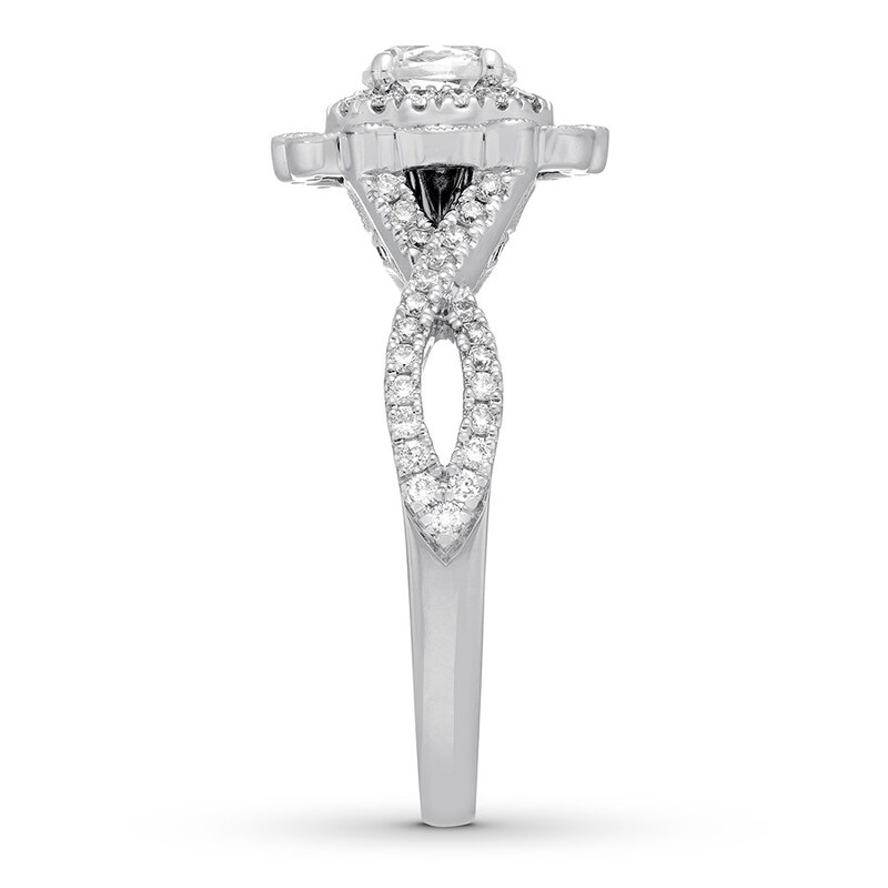 Previously Owned Neil Lane Diamond Engagement Ring 5/8 ct tw Oval & Round-cut 14K White Gold - Size 9.75