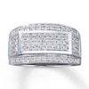 Previously Owned Men's Diamond Wedding Band 1 ct tw Round-cut Diamonds 10K White Gold