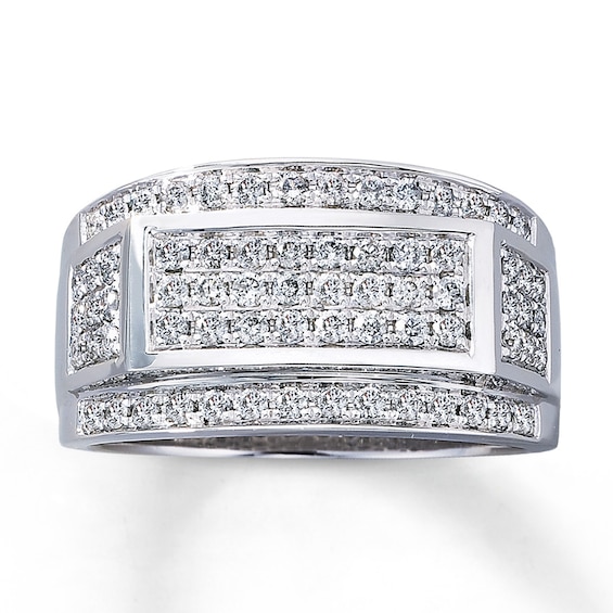 Previously Owned Men's Diamond Wedding Band 1 ct tw Round-cut Diamonds 10K White Gold Size 12