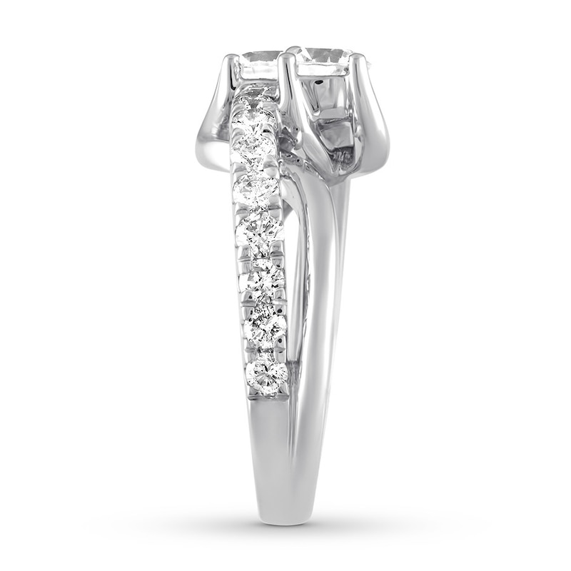 Main Image 2 of Previously Owned Ever Us Two-Stone Diamond Anniversary Ring 2 ct tw Round-cut 14K White Gold - Size 10
