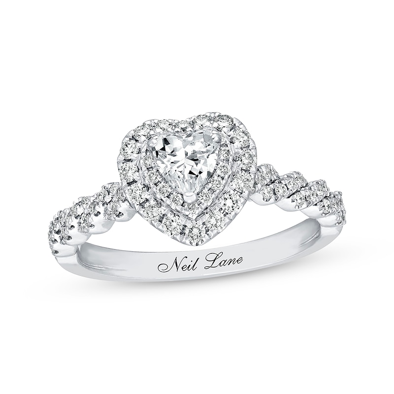 Main Image 1 of Previously Owned Neil Lane Engagement Ring 3/4 ct tw Heart & Round-cut Diamonds 14K White Gold - Size 8.5