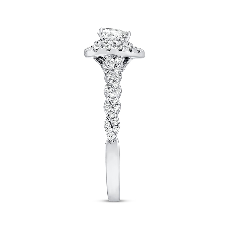 Main Image 3 of Previously Owned Neil Lane Engagement Ring 3/4 ct tw Heart & Round-cut Diamonds 14K White Gold - Size 8.5