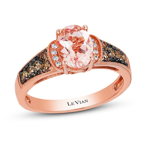 Previously Owned Le Vian Morganite Ring 1/4 ct tw Round-cut Diamonds 14K Strawberry Gold 8.75