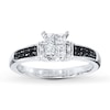 Thumbnail Image 1 of Previously Owned Black & White Diamonds 1/2 ct tw Engagement Ring 10K White Gold - Size 9.5