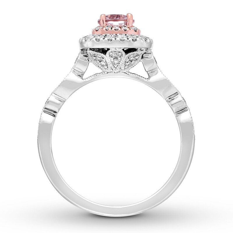 Previously Owned Neil Lane Morganite Engagement Ring 5/8 ct tw Round-cut Diamonds 14K Two-Tone Gold - Size 9.25