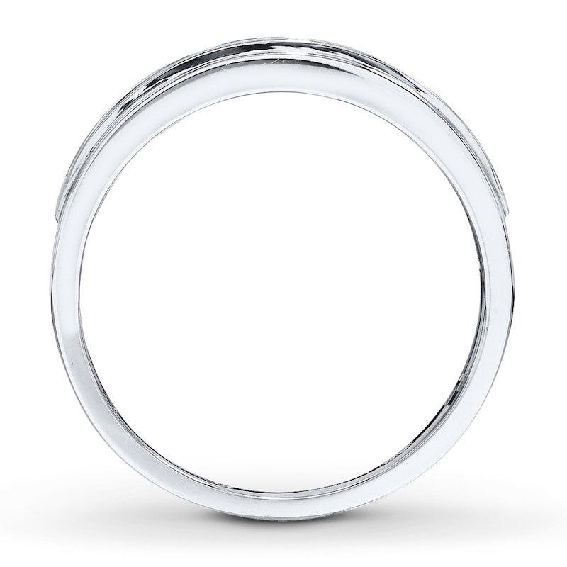 Main Image 2 of Previously Owned Men's Diamond Wedding Band 1/2 ct tw Round-cut 10K White Gold - Size 11.75