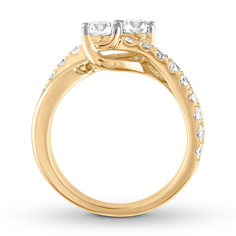 Main Image 3 of Previously Owned Ever Us Two-Stone Diamond Annivesary Ring 1-1/2 ct tw Round-cut 14K Yellow Gold - Size 4.5