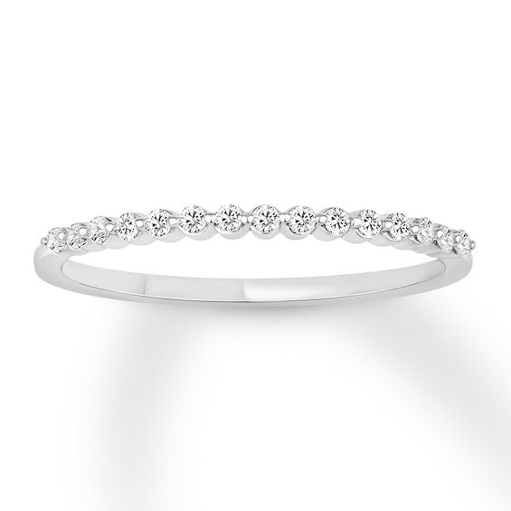 Previously Owned Diamond Wedding Band 1/8 ct tw Round-cut 10K White Gold Size 7.5