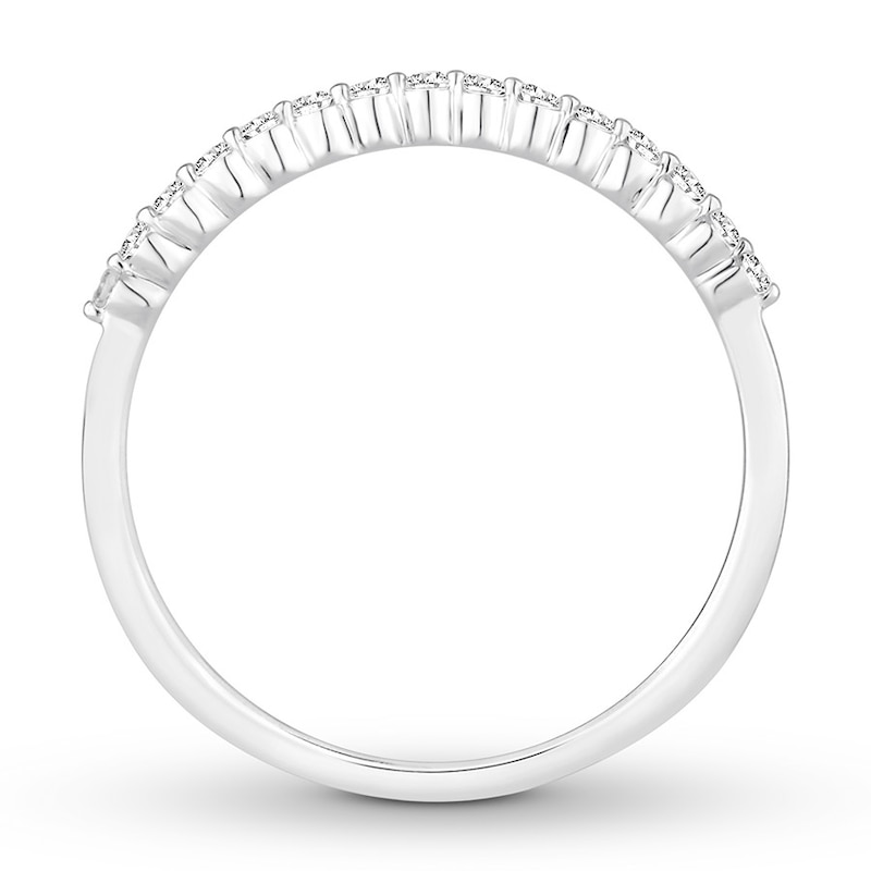 Main Image 2 of Previously Owned Diamond Wedding Band 1/8 ct tw Round-cut 10K White Gold - Size 7.5