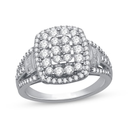 Previously Owned Diamond Fashion Ring 1 ct tw Round & Baguette 10K White Gold