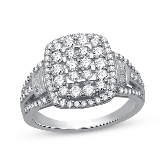 Previously Owned Diamond Fashion Ring 1 ct tw Round & Baguette 10K White Gold