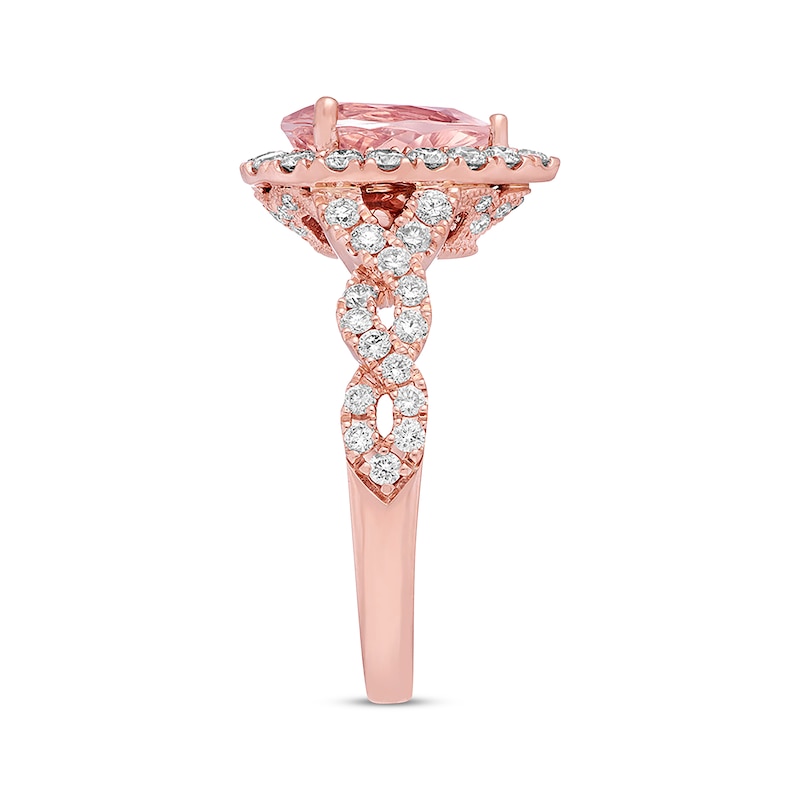 Previously Owned Neil Lane Morganite Engagement Ring 3/4 ct tw Round-cut Diamonds 14K Rose Gold - Size 4.5