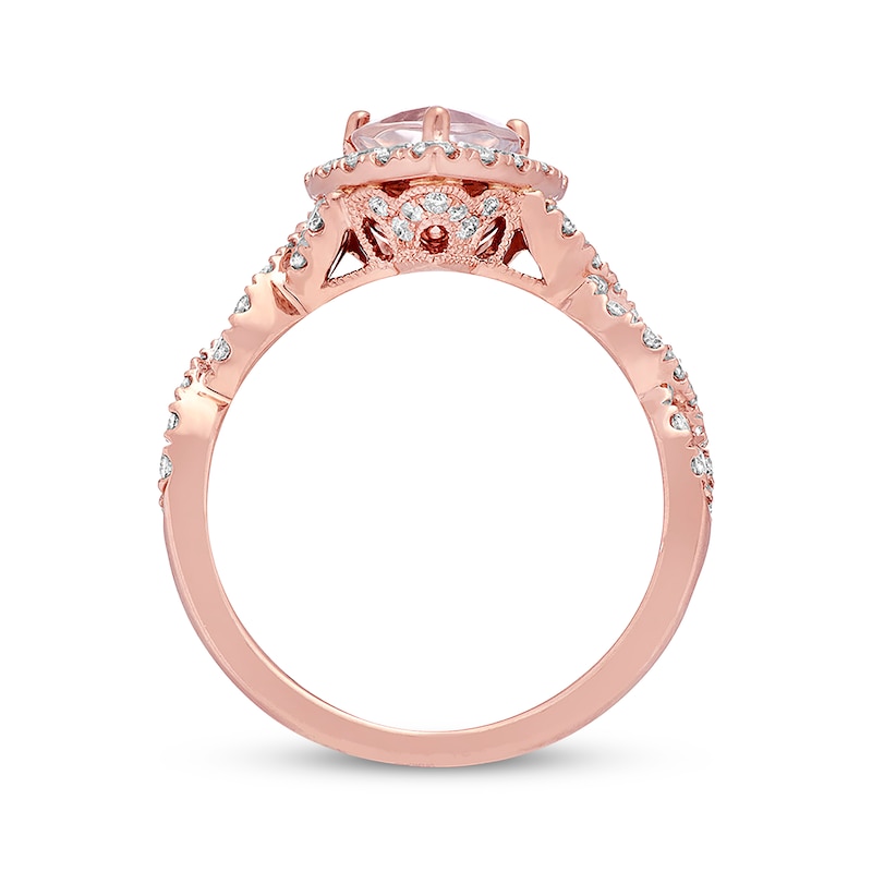 Main Image 3 of Previously Owned Neil Lane Morganite Engagement Ring 3/4 ct tw Round-cut Diamonds 14K Rose Gold - Size 4.5