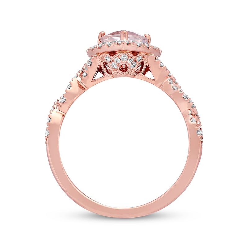 Previously Owned Neil Lane Morganite Engagement Ring 3/4 ct tw Round-cut Diamonds 14K Rose Gold - Size 4.5