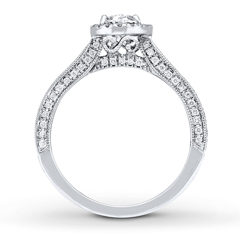 Previously Owned Neil Lane Engagement Ring 1-3/8 ct tw Oval & Round-cut 14K White Gold