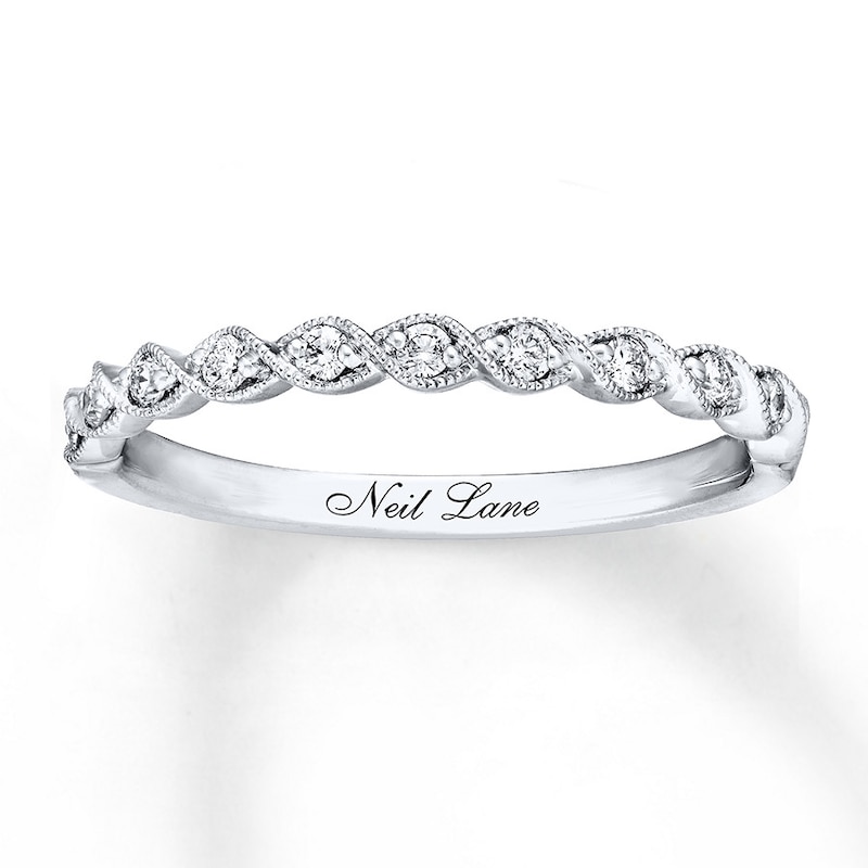 Main Image 1 of Previously Owned Neil Lane Diamond Wedding Band 1/6 ct tw Round-cut 14K White Gold