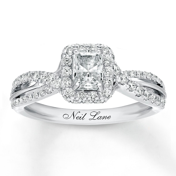 Previously Owned Neil Lane Engagement Ring 1 ct tw Princess & Round-cut Diamonds 14K White Gold