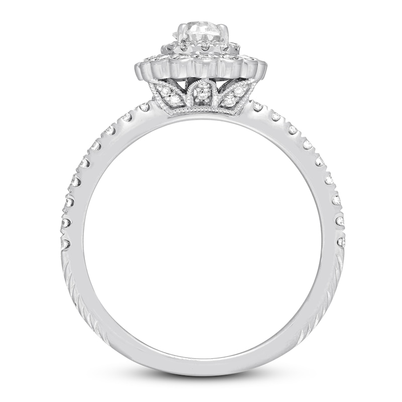 Previously Owned Neil Lane Diamond Engagement Ring 7/8 ct tw Oval & Round-cut 14K White Gold