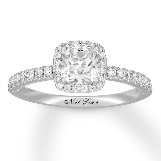 Previously Owned Neil Lane Diamond Engagement Ring 1-1/4 ct tw Cushion & Round-cut 14K White Gold