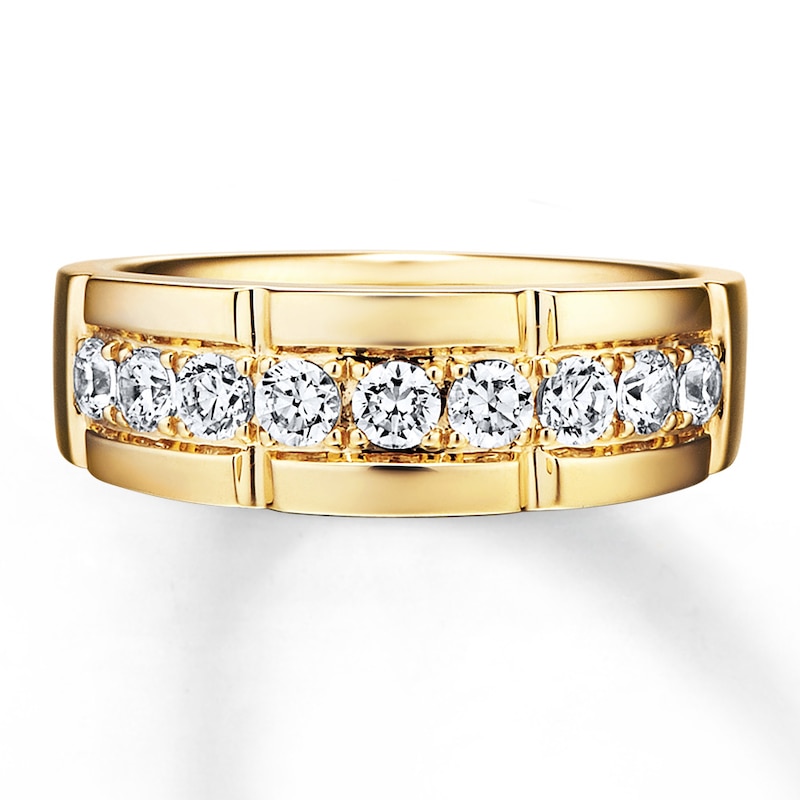 Main Image 4 of Previously Owned Men's Diamond Wedding Band 1 ct tw Round-cut 14K Yellow Gold