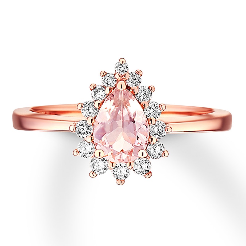 Main Image 1 of Previously Owned Morganite Engagement Ring 1/4 ct tw Round-cut Diamonds 14K Rose Gold