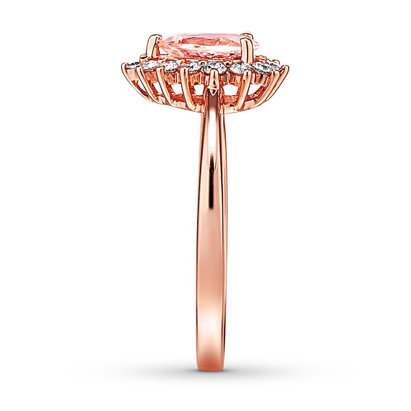 Main Image 3 of Previously Owned Morganite Engagement Ring 1/4 ct tw Round-cut Diamonds 14K Rose Gold