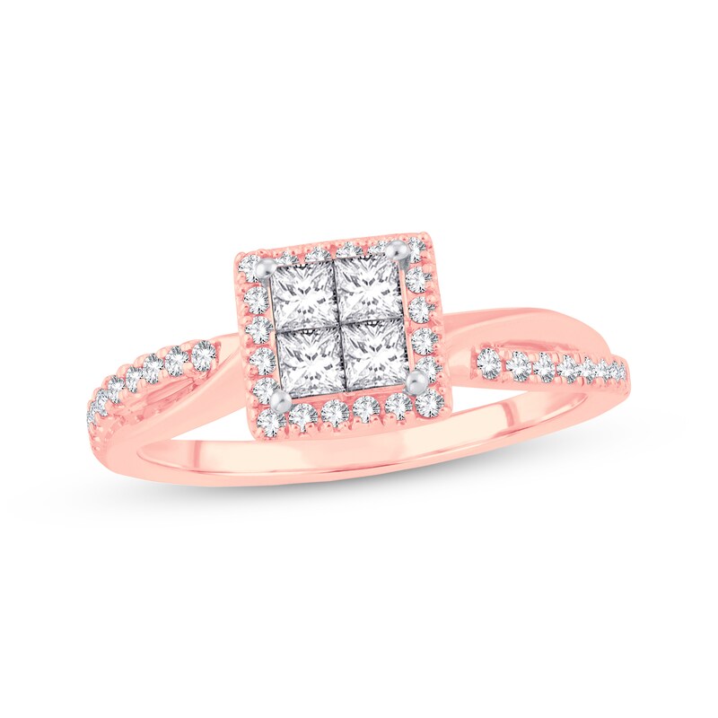 Main Image 1 of Previously Owned Diamond Engagement 1/2 ct tw Princess & Round-cut 10K Rose Gold