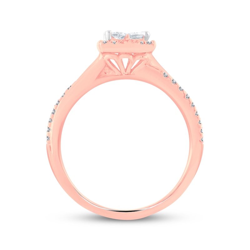Main Image 3 of Previously Owned Diamond Engagement 1/2 ct tw Princess & Round-cut 10K Rose Gold