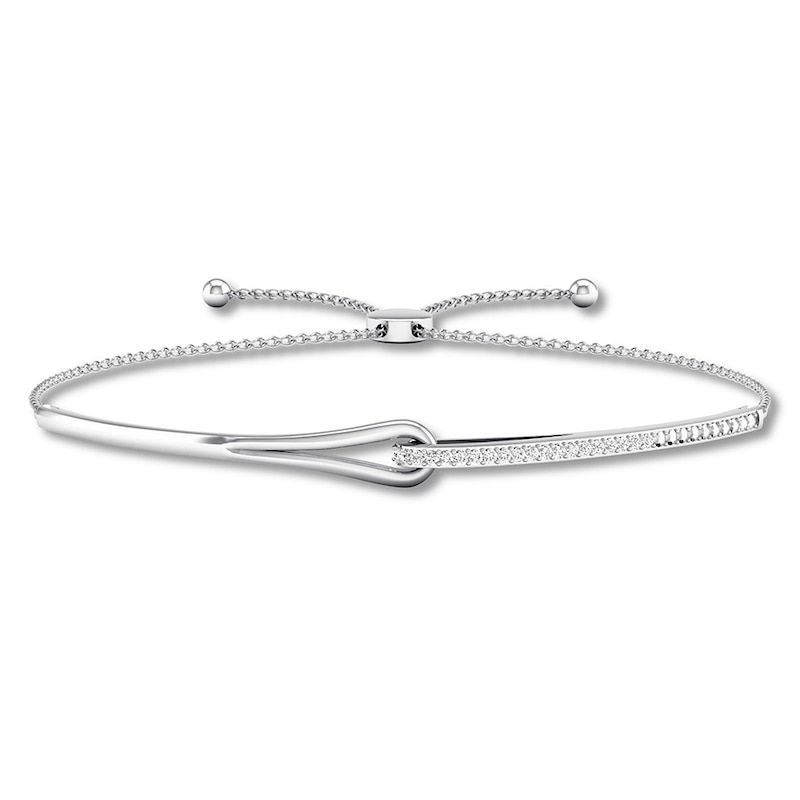 Main Image 1 of Previously Owned Love + Be Loved Diamond Bolo Bracelet 1/10 cttw Sterling Silver  9.5&quot;