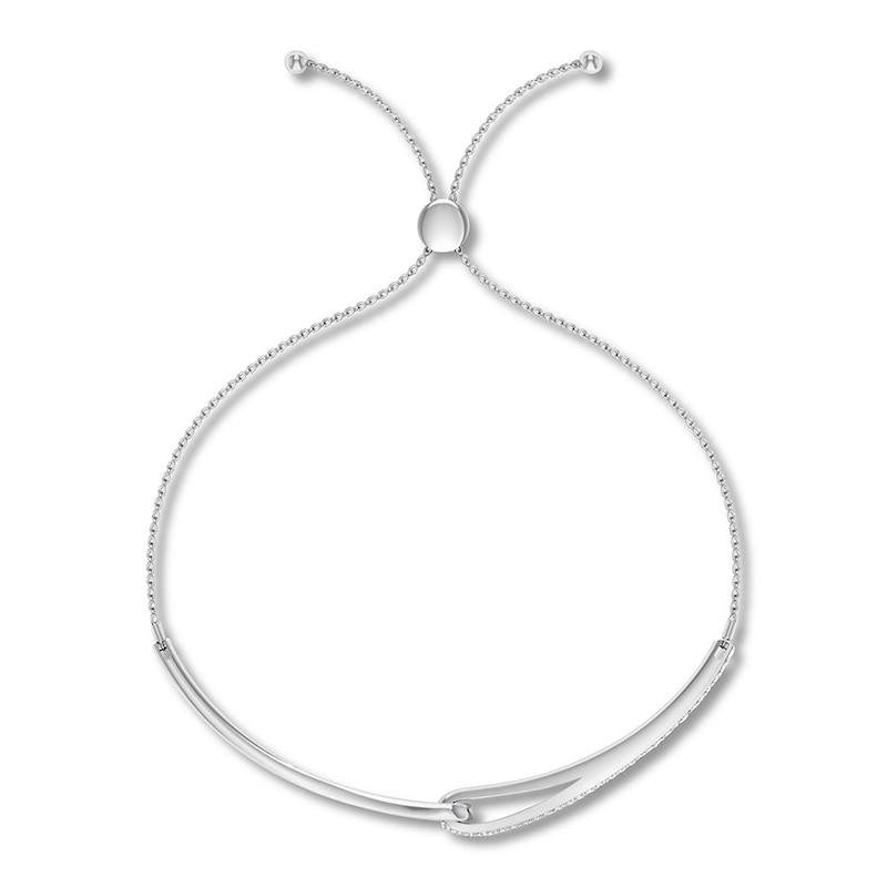 Main Image 2 of Previously Owned Love + Be Loved Diamond Bolo Bracelet 1/10 cttw Sterling Silver  9.5&quot;