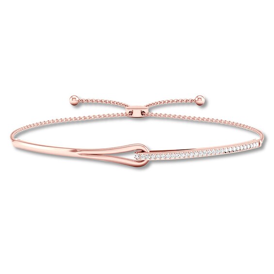 Previously Owned Love + Be Loved Diamond Bolo Bracelet 1/10 ct tw 10K Rose Gold 9.5"