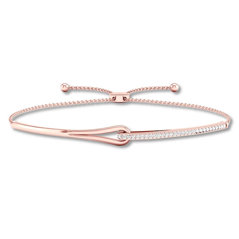 Main Image 1 of Previously Owned Love + Be Loved Diamond Bolo Bracelet 1/10 ct tw 10K Rose Gold 9.5&quot;