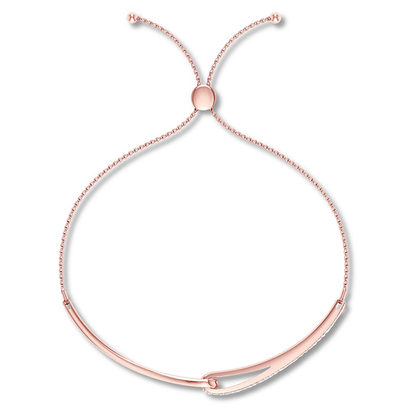 Main Image 2 of Previously Owned Love + Be Loved Diamond Bolo Bracelet 1/10 ct tw 10K Rose Gold 9.5&quot;