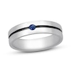 Thumbnail Image 1 of Previously Owned Men's Natural Sapphire Wedding Band 10K White Gold