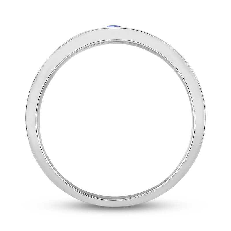 Main Image 2 of Previously Owned Men's Natural Sapphire Wedding Band 10K White Gold