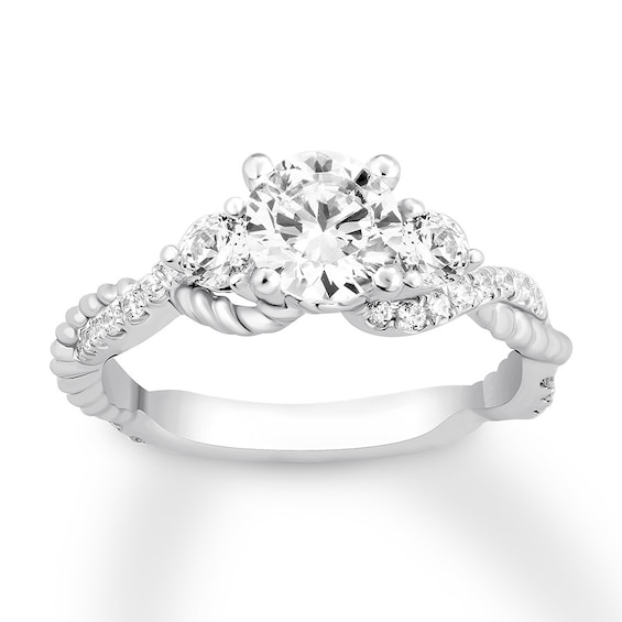 Previously Owned Three-Stone Engagement Ring 1 ct tw Round Diamonds 14K White Gold