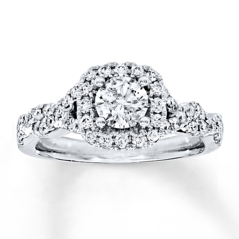 Main Image 1 of Previously Owned Diamond Engagement Ring 7/8 ct tw Round-cut 14K White Gold