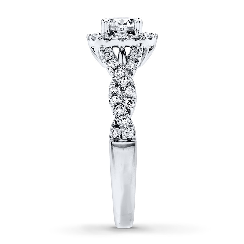 Main Image 3 of Previously Owned Diamond Engagement Ring 7/8 ct tw Round-cut 14K White Gold