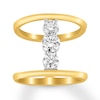 Thumbnail Image 1 of Previously Owned Diamond North South 3-Stone Ring 3/8 ct tw 10K Yellow Gold - Size 7