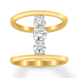 Previously Owned Diamond North South 3-Stone Ring 3/8 ct tw 10K Yellow Gold Size 7