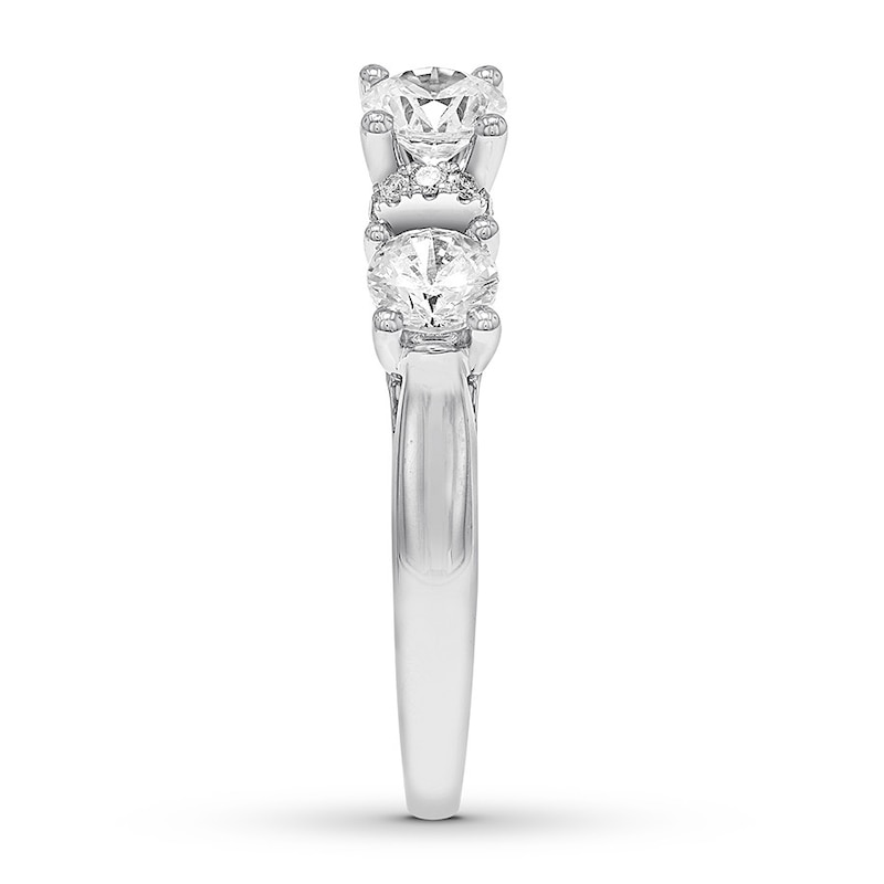 Main Image 3 of Previously Owned Three-Stone Diamond Engagement Ring 1-3/8 ct tw Round-cut 14K White Gold