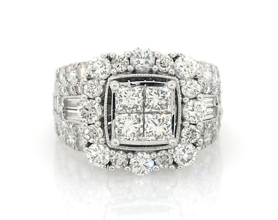 Previously Owned Multi-Stone Diamond Engagement Ring 4 ct tw Princess-cut 14K White Gold